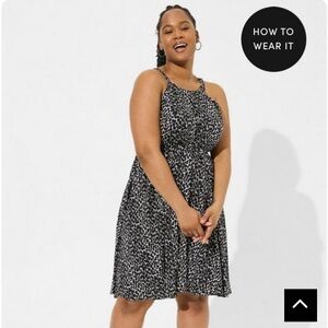Torrid mini dress leopard print hi-low halter neck gray print sundress summer 1x